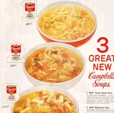 1958 Campbell's Soup Chicken Turkey Minestrone Advertisement Canned Foods DWII22