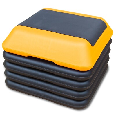 Height-Adjustable Step Aerobics Platform Stepper Trainer with 4 Riser Yellow