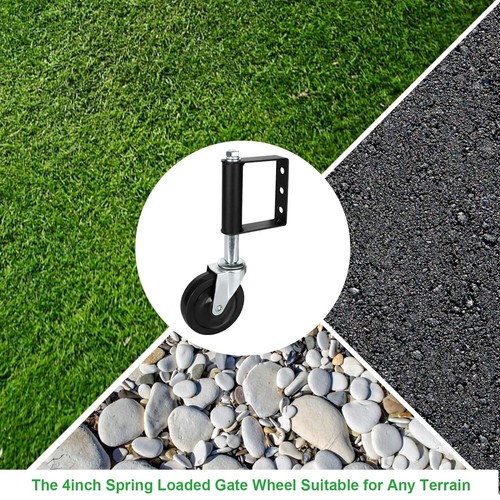 2pcs 4 Inch Spring Loaded Gate Caster Rubber Heavy Duty Gate Casters With Spring - Picture 4 of 4