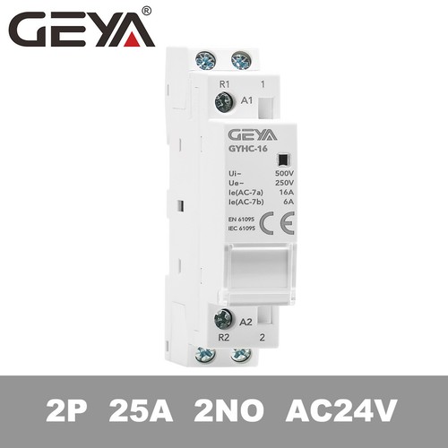 GEYA Modular AC 24V Automatic Contactor 2P 25A 2NO Household Contactor Din Rail - 第 1/18 張圖片