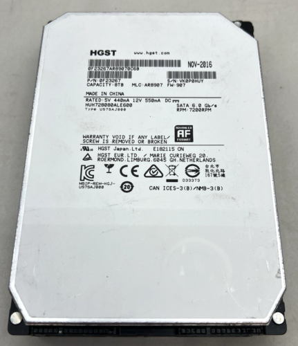 HGST Ultrastar 0F23267 He8 8TB 7200 RPM 3.5 inch SATA HUH728080ALE600
