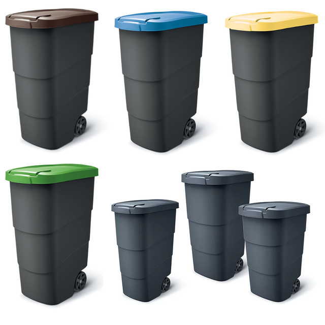 Mülleimer Mülltonne Abfallbehälter Abfallcontainer 90-110L mit Rädern und Deckel