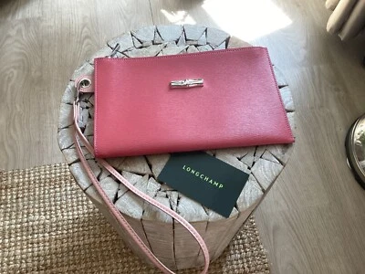 Pochette LONGCHAMP cuir rose corail neuve - Photo 1/4