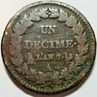 France 1798 L'AN7 A Un Decime Rooster KM #644 Free Shipping