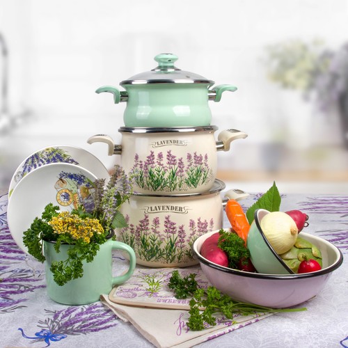 Green Enamel Bowl Enameled Mixing Bowl Deep Plate for Salads Soup Chips 2.5 L - Picture 5 of 5