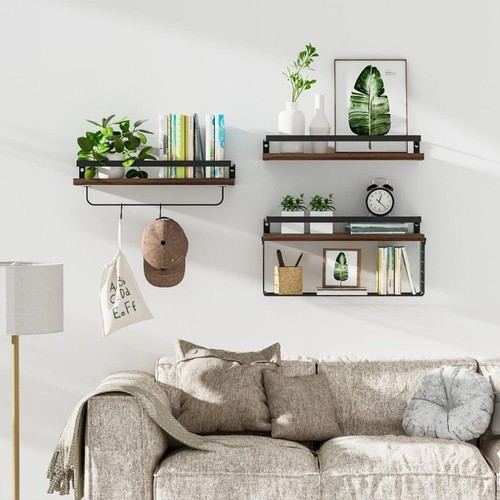 Punching Installation Wood Wall Shelving Storage Rack Living Room