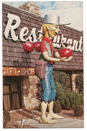 QUALITY INN JOHNNY APPLESEED Statue Restaurant New Market Virginia Postcard VA