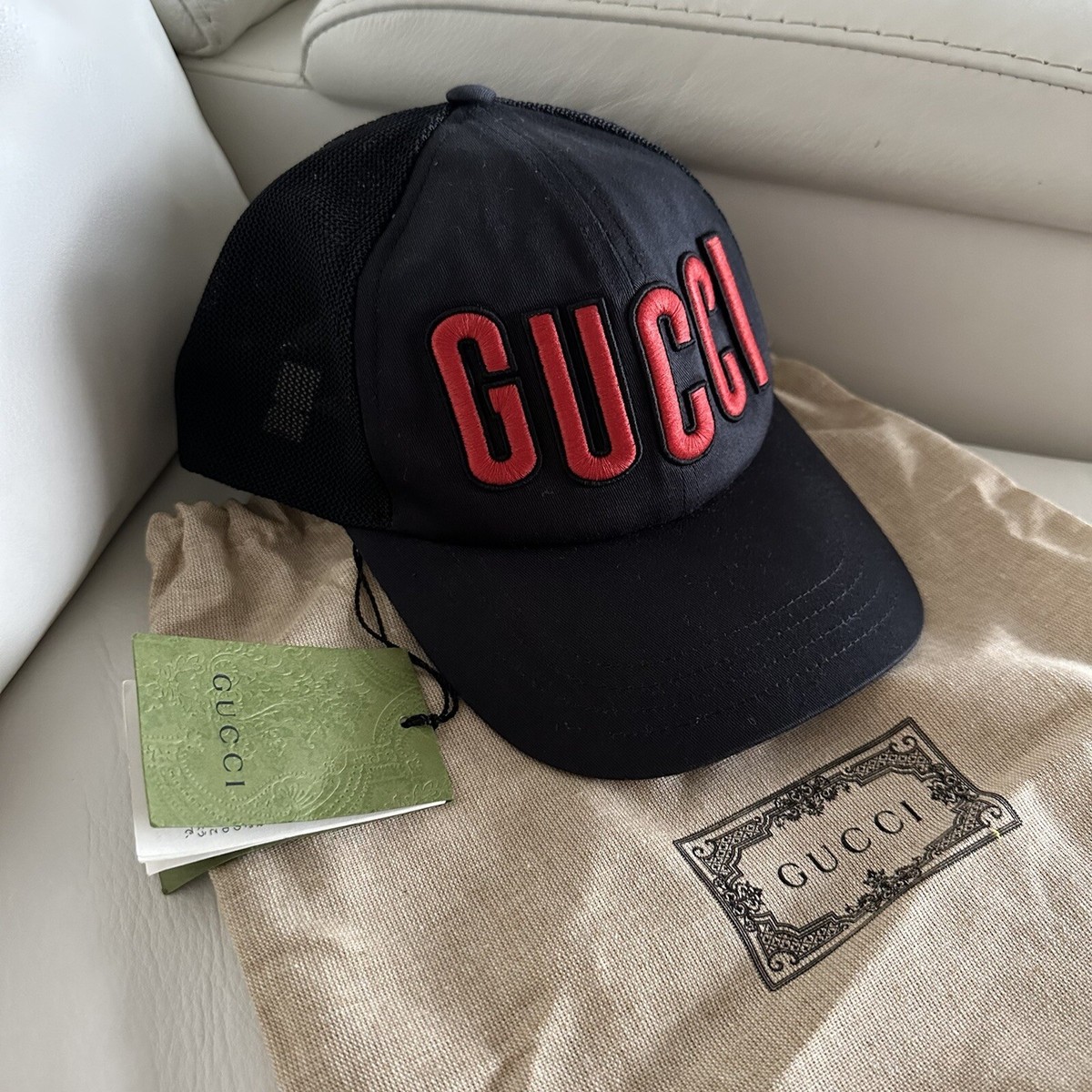 美品 GUCCI グッチ レッドウルフ キャップ NWT GUCCI BASEBALL CAP BLACK RED SIZE XS Logo Hat Unisex | eBay