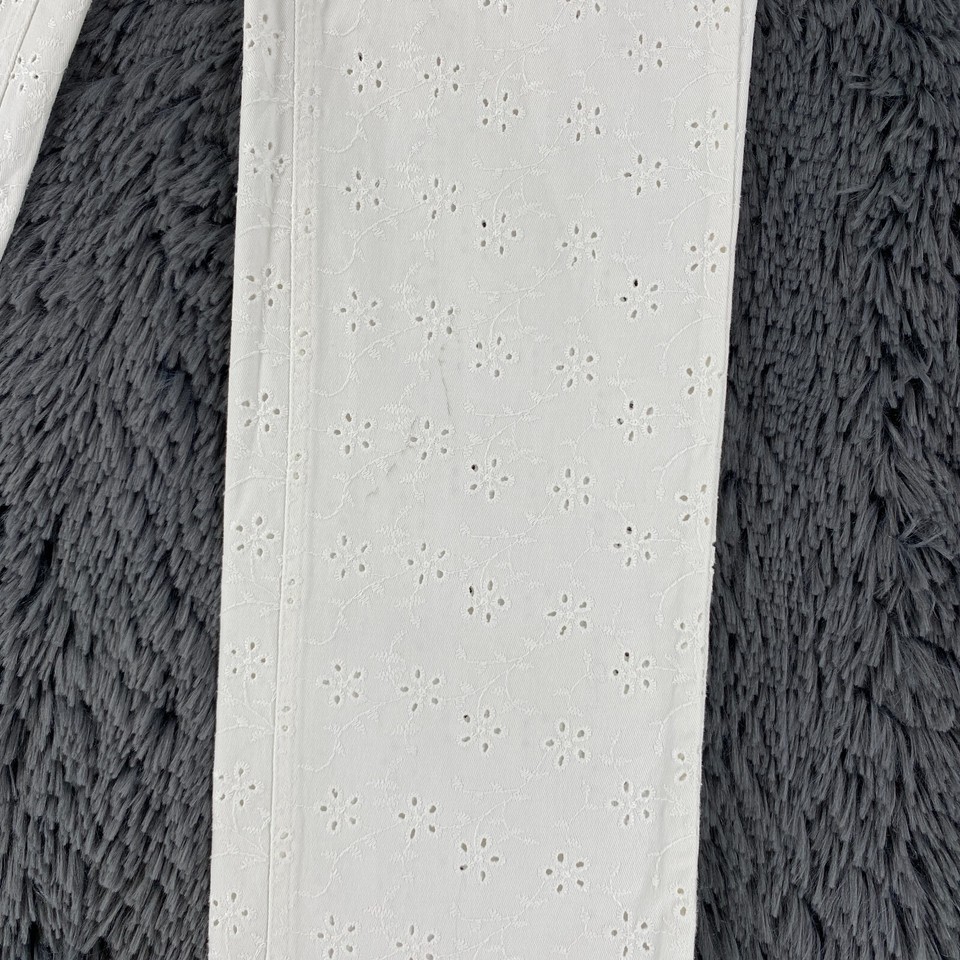 GUESS Women White Regular Straight Fit Floral Pattern Trousers Size W26 ...
