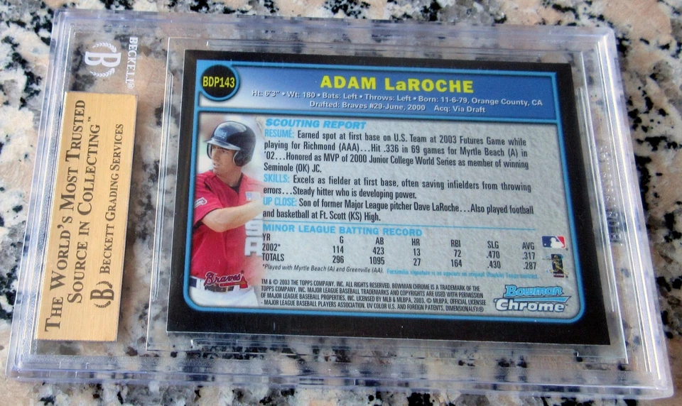 Tarjeta de novato ADAM LAROCHE 2003 Bowman cromada RC Braves BGS 9,5 POP 2🔥255 HRs🔥$$ Foto 2 de 2