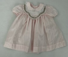 Vintage Polly Flinders Girl's 3T Pink Dress White Wide Collar Lace Trim