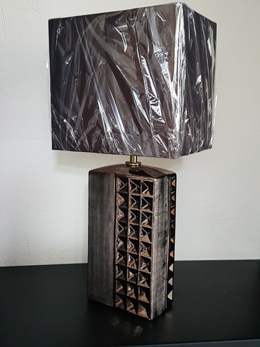Bronze Ceramic Table Lamp With faux Silk brown Shade 45cm height *£10 off* - Picture 3 of 4