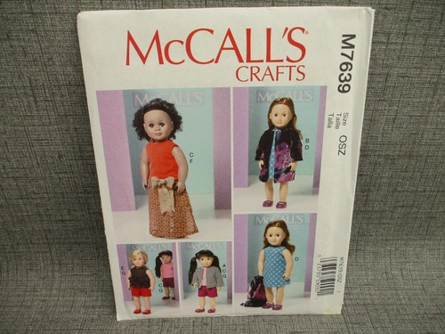 McCalls M7639 18" Doll clothes SEWING Pattern jacket Dress Skirt Coat UNCUT - Picture 1 of 5