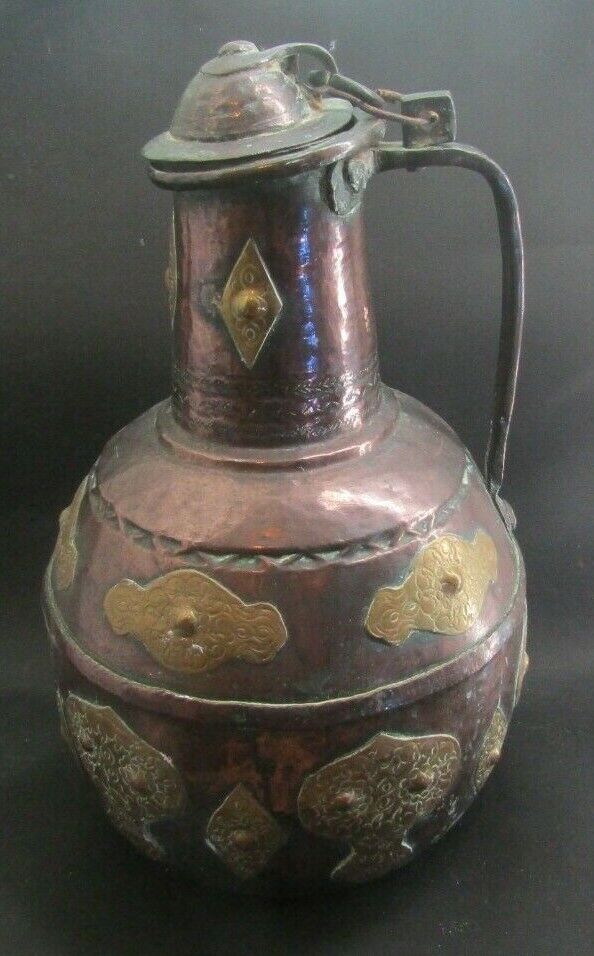 Antique 1800's TUAREG North Africa Thick Copper  brass Water Vessel Ewer Jug 