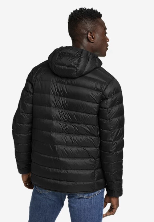 Eddie Bauer Men Wide Channel Hooded EB650 Down Black Jacket Men's Size