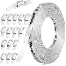 30FT Hose Clamps304 Stainless Steel Hose Clamp Assortment Kit DIY Metal Strap...