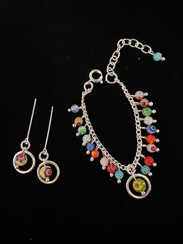 Handmade Jewelry for 11-1/2" Fashion Doll - Lampworks Necklace & earrings - Picture 3 of 4