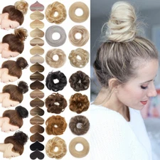 Thick Real Human Messy Bun Hair Piece Scrunchie Updo Wrap Human Hair Extensions