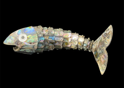Vintage Flaschenöffner Abalone Fisch Retro Design Ca. Um 1960/70 Perlmutt