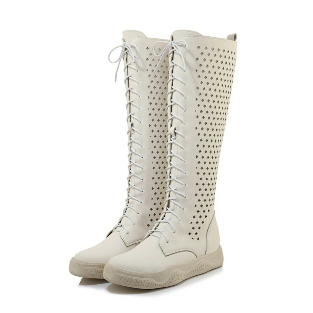 Womens PU Leather Lace Lace Lace Up Knee High Casual Summer Boots Hollow Out Punk shoes sz 06cf8b Womens PU Leather Lace Lace Lace Up Knee High Casual Summer Boots Hollow Out Punk shoes sz 06cf8b