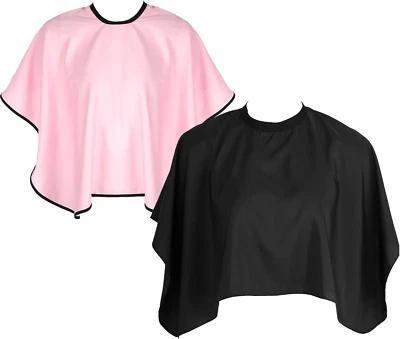 2er Set Wasserdichter Friseurumhang mit Klettverschluss - Schwarz & Rosa