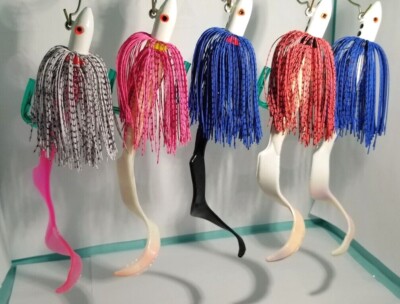 3oz ESOX MAGNUM TACKLE White Magnum Jig Leopard 8/o hook 8'' Super Grub