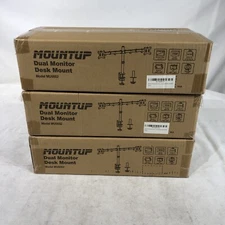 MOUNTUP MU0002 Black Dual Monitor Stand Fully Adjustable Monitor Arm LOT  Of 3