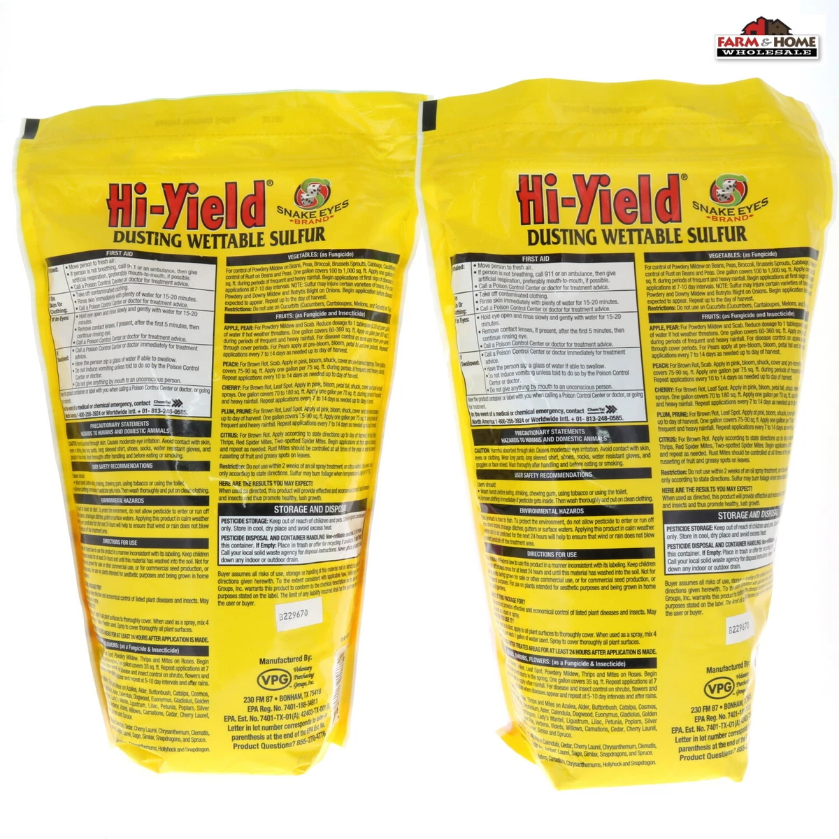 HiYield 432188 Lbs Dusting Wettable Sulfur