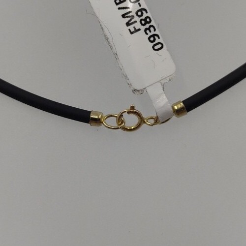 Colgante oro 18k 750 mls. Símbolo mantra OM. Con Caucho Negro - Imagen 6 de 8