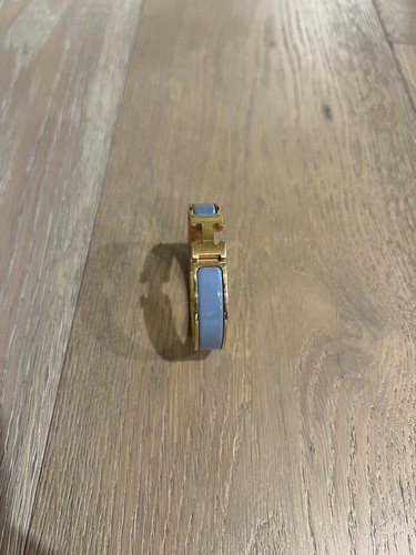 Hermes Clic H Bracelet Powder Blue Rose Gold Plated Size PM - Picture 2 of 6