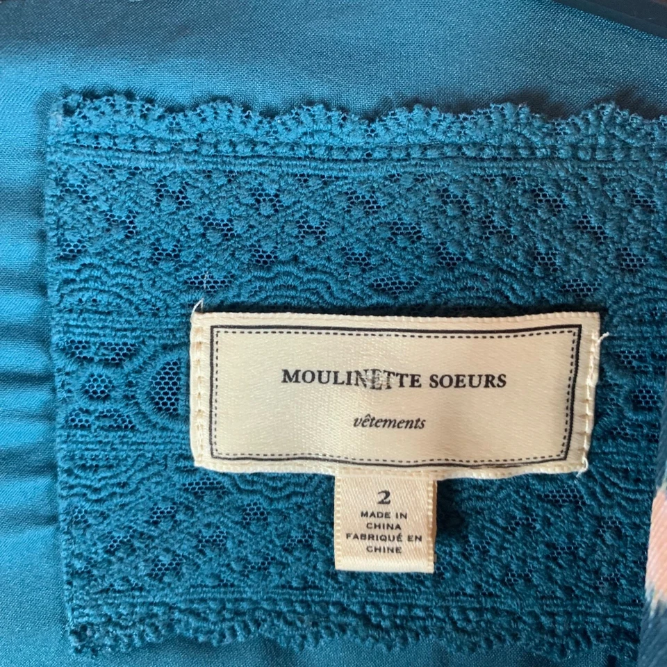 Anthropologie Moulinette Soeurs Women's V-neck Floral Baikal Dress Size 2 8453 Foto 2 de 4