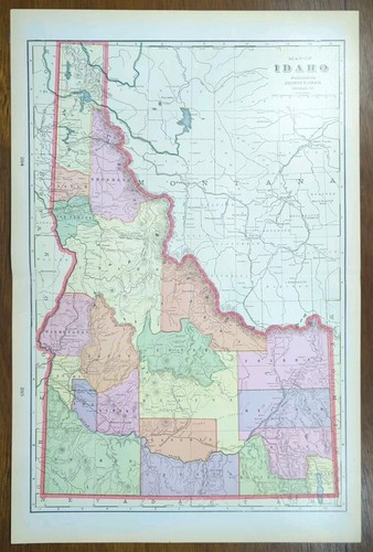 Vintage 1902 IDAHO Map 14"x22" Old Antique Original BOISE CALDWELL MOSCOW NAMPA - Picture 2 of 8