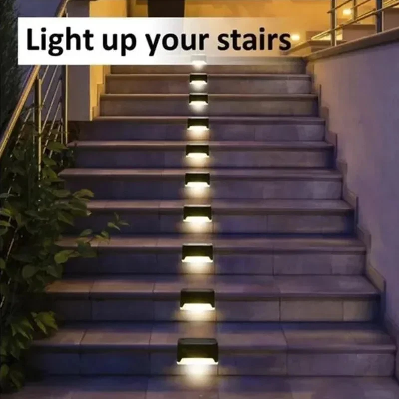 4-32Pcs Solar Warm /White LED Step Lamp Path Stair Outdoor Garden Balcony Lights - Image 2 of 4