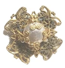 Miriam Haskell brooch, 2x2 Inch Large Mable Pearl, Gold Tone Brooch Vintage