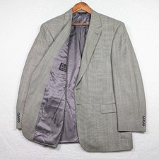 Jos A Bank Blazer Mens 46L Grey Silk Wool Blend Glen Plaid Signature Collection