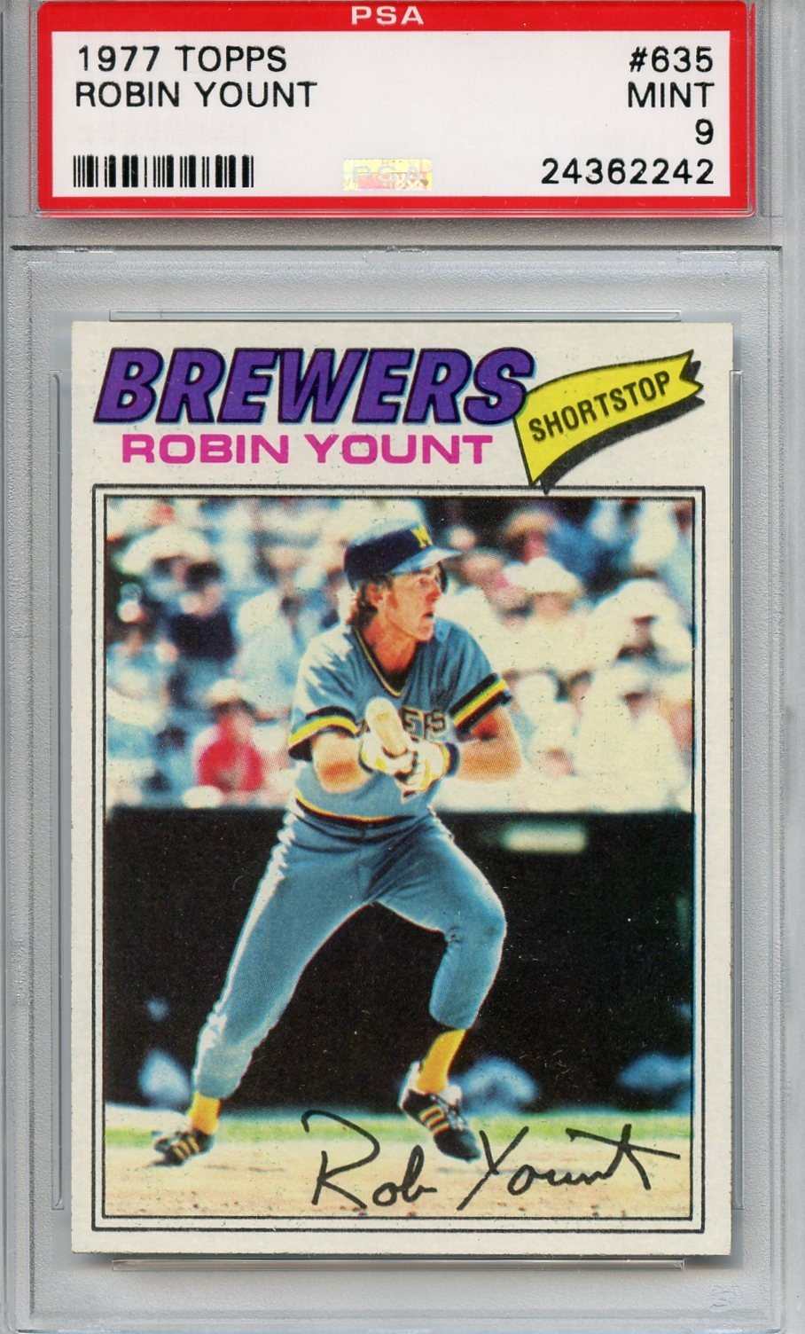 1977 Topps #635 Robin Yount Milwaukee Brewers PSA 9 MINT