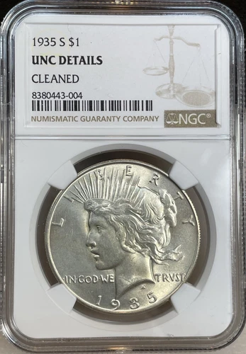 1935-S Peace Silver Dollar $1 Coin - Certified NGC Uncirculated Detail (UNC MS)