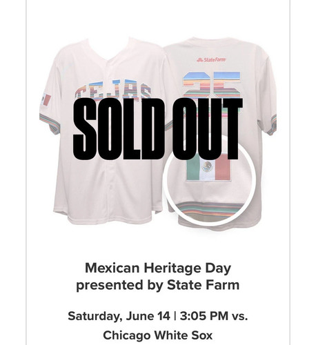 TEXAS RANGERS MEXICAN HERITAGE DAY 2025 THEME TEJAS JERSEY SOLD OUT SIZE 2XL XXL - Picture 2 of 4