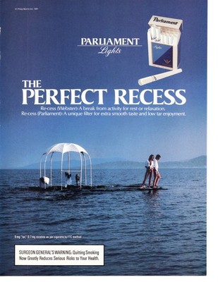 1991 Parliament Lights Cigarette Magazine Ad, Recessed Filter, Wall Art 1990s