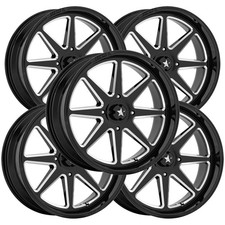 (Set of 5) MSA Off-Road M54 Spark 14x7 4x110 -47mm Black/Milled Wheels Rims