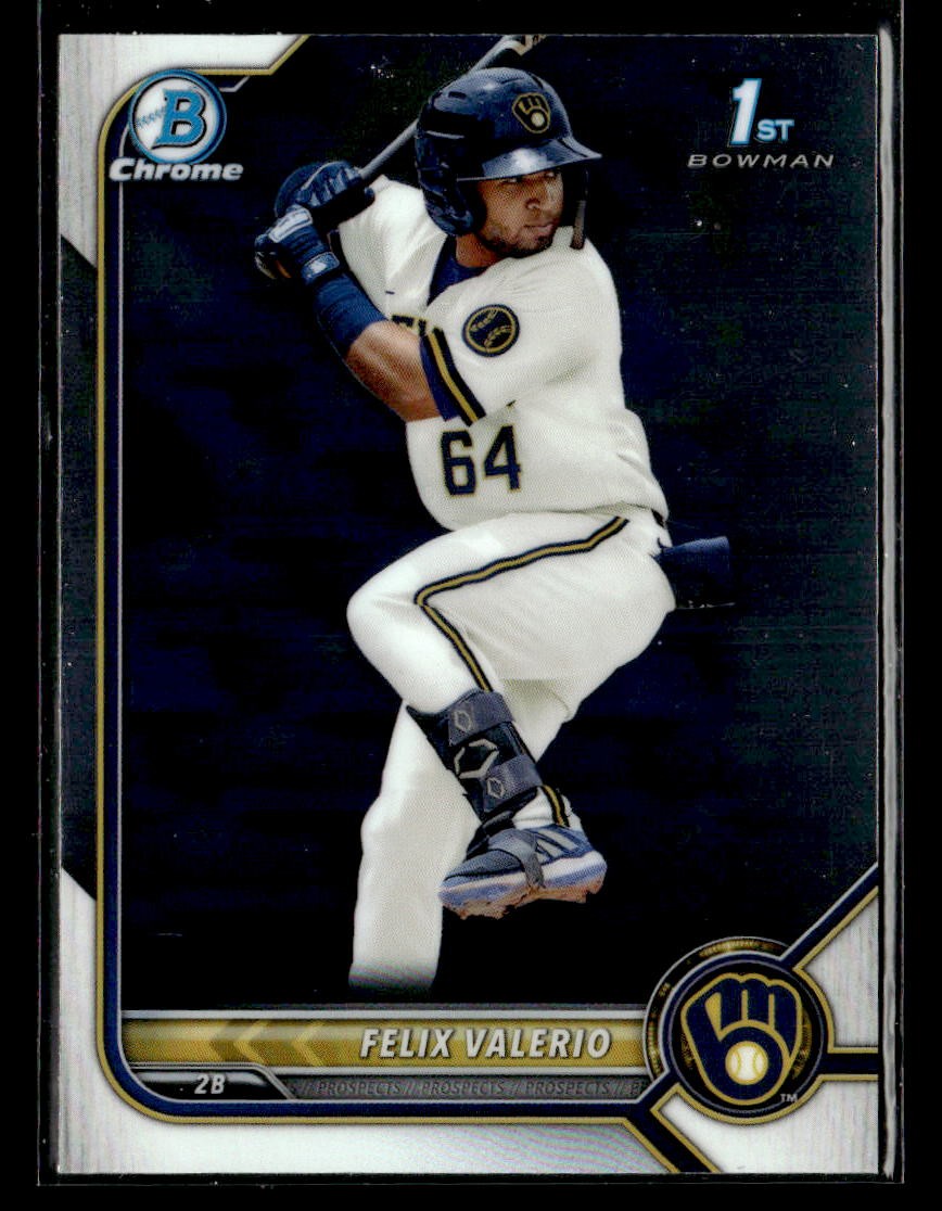 Felix Valerio 2022 Bowman #BCP-128 1st Chrome Prospects Milwaukee Brewers