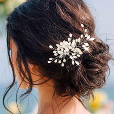 Pearl Hair Accessories Silver Wedding Bridal Pins Jewelry Headpiece Women