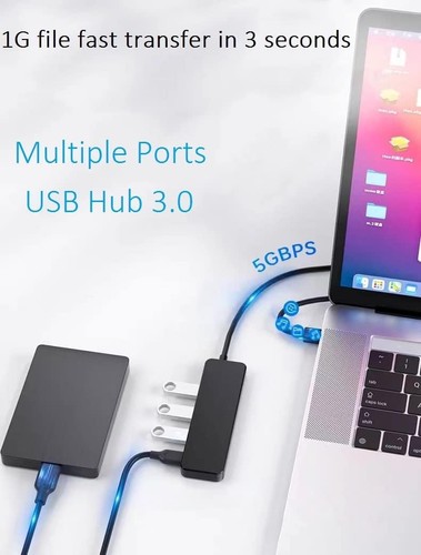 4-Port USB 3.0 Hub with 5Gbps Speed for Multi-Device Compatibility - Picture 6 of 11