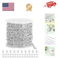16.4 Feet Paper Clip Cable Chain Bulk Silver Stainless Steel Jewelry Making C...