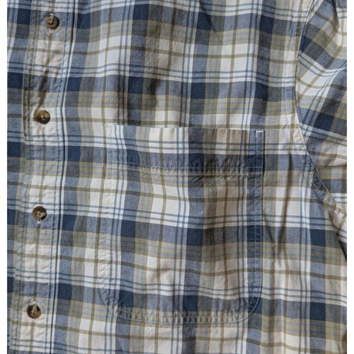 Lands End Shirt Mens Medium Blue Gray Plaid Short Sleeve Button Up Pocket Cotton - Picture 5 of 10