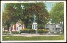 Lewiston, Maine ME Soldiers' Monument City Park Original Vintage Postcard