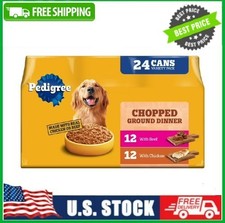 24 Cans Pedigree Chopped Ground Dinner Variety Pack Wet Dog Food, 13.2 Oz