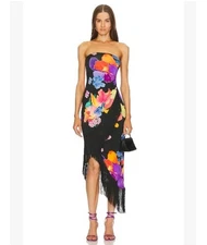 Mirae Revolve Floral Fringe Midi Dress S