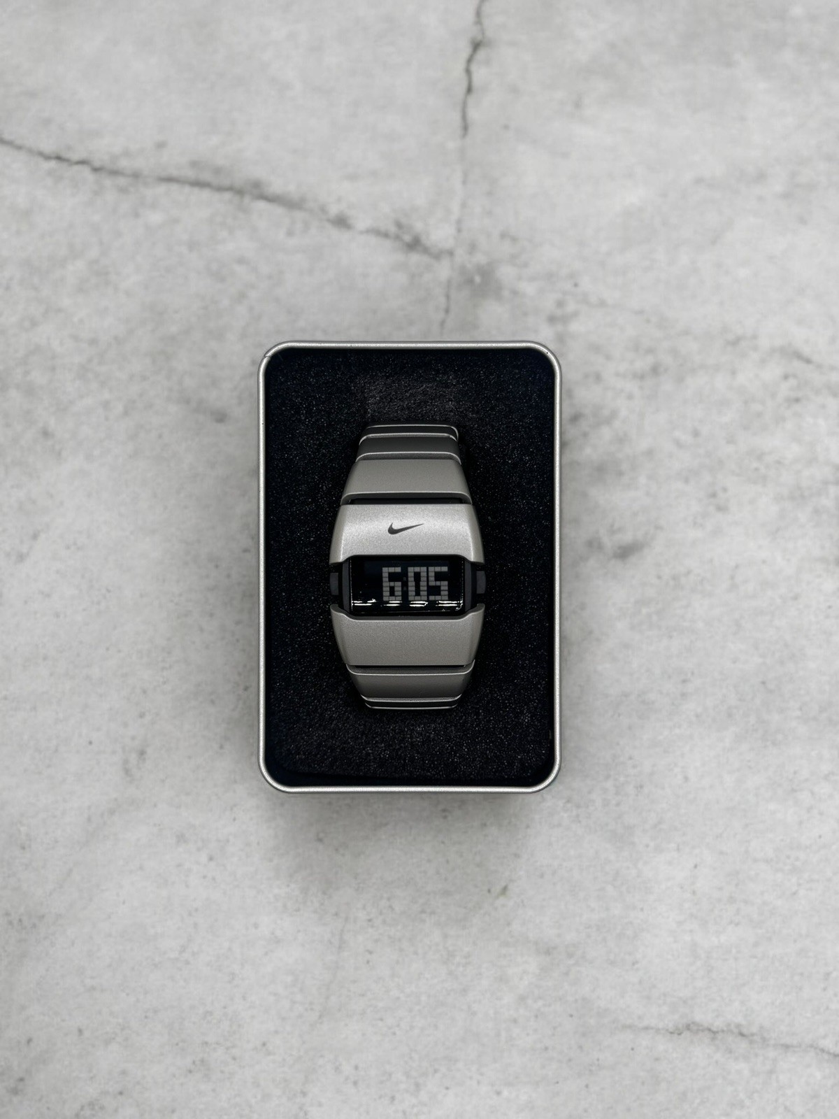 Vintage Nike D-Line Metal Steel Watch Y2K Avantgarde Retro Black Silver Rare