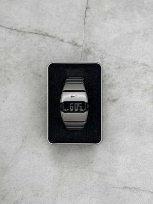 Vintage Nike D-Line Metal Steel Watch Y2K Avantgarde Retro Black Silver Rare